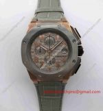 Copy Audemars Piguet Lebron James Watch Rose Gold Grey Leather Band 44mm Mens Watch